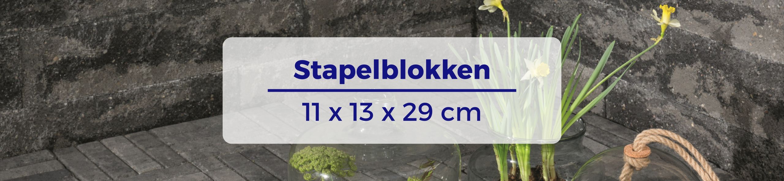 Stapelblokken 11x13x29 - Splitrock hoekstuk 29x13x11 cm Grijs_Zwart geknipte kopse kant