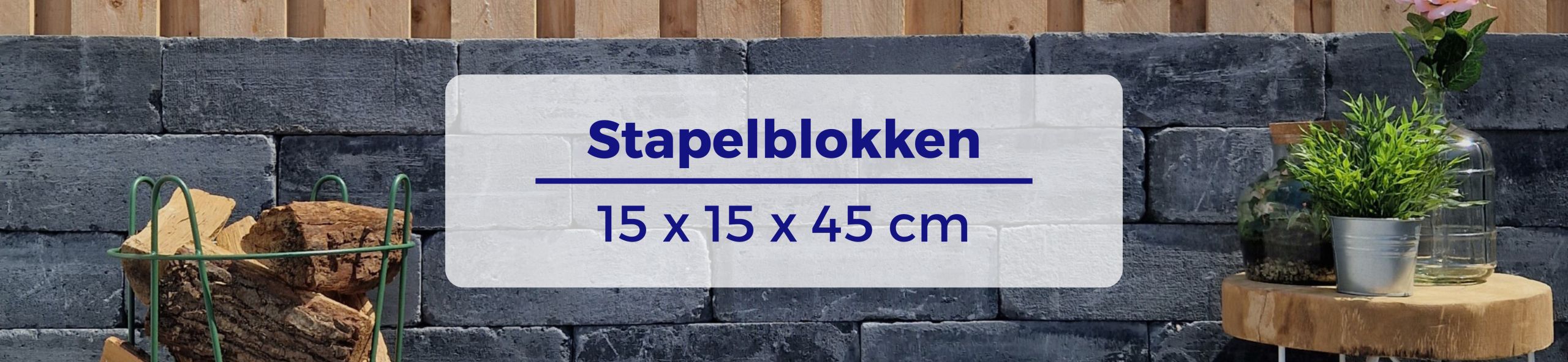 Stapelblokken 15x15x45 - Linea trommel 15x15x45 cm antraciet