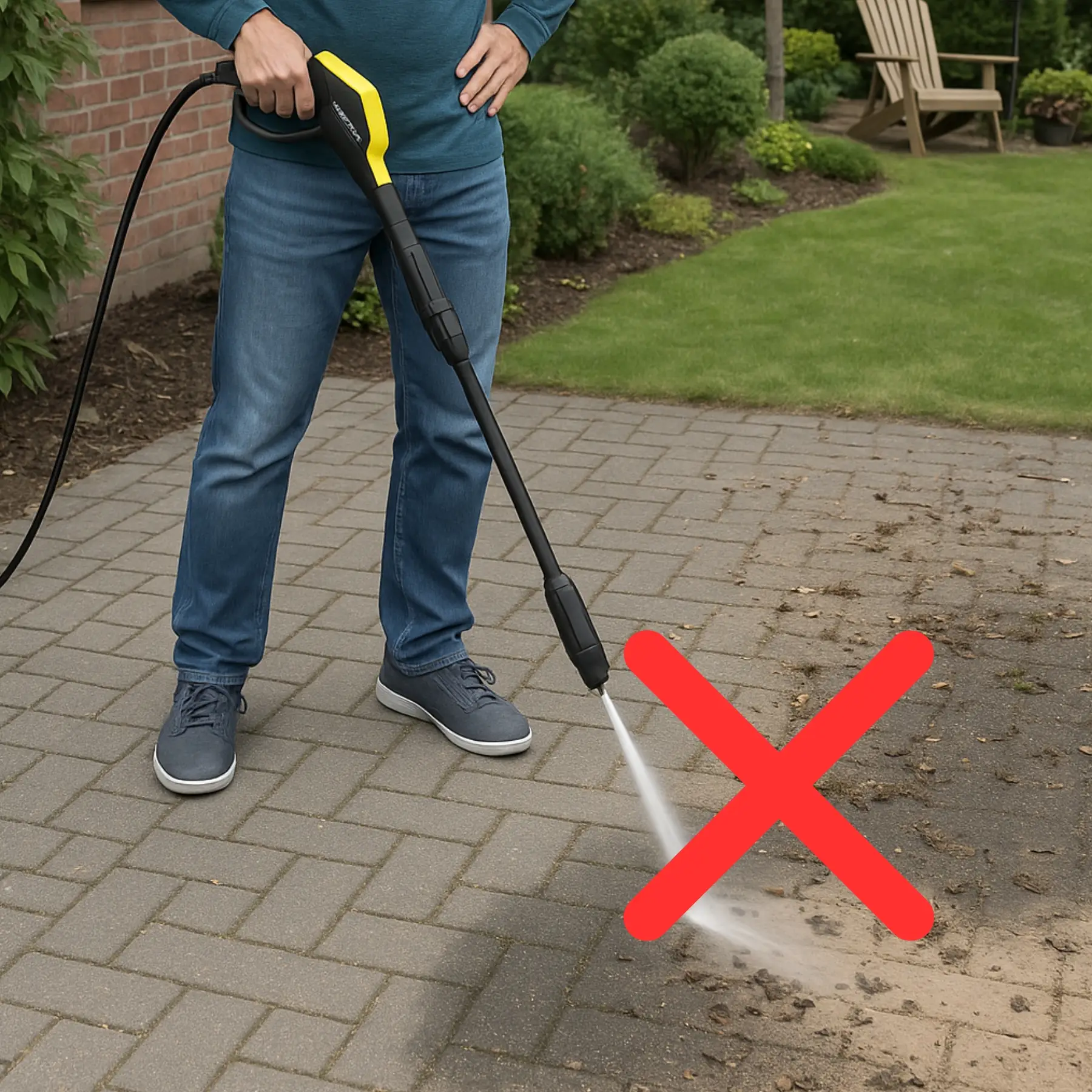 Niet met hogedrukreiniger